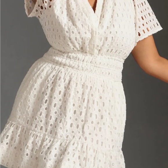 NWT ANTHROPOLOGIE Somerset Mini Dress White Eyelet Edition 3X - Picture 3 of 14